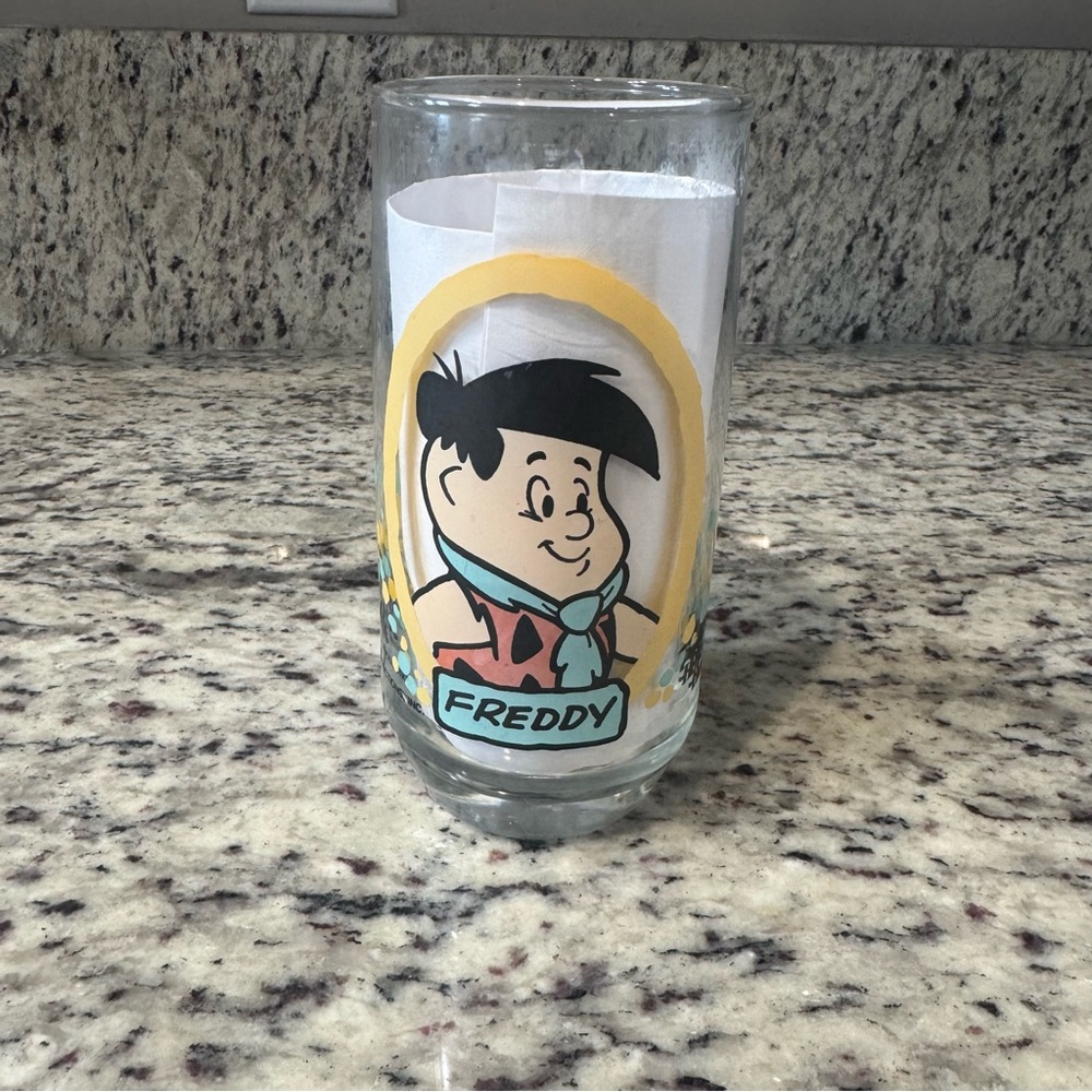 1986‎ Flintstone Kids Pizza Hut Glass Freddy Fred Hanna-Barbera Vintage